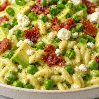 Creamy Avocado Bacon Orzo Dream - avocado orzo - Discover the ultimate Avocado Orzo recipe! Creamy orzo pasta with fresh avocado, crispy bacon, and feta cheese.