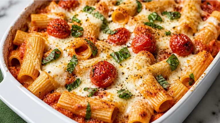 5-Ingredient Baked Caprese Rigatoni – Pure Comfort!