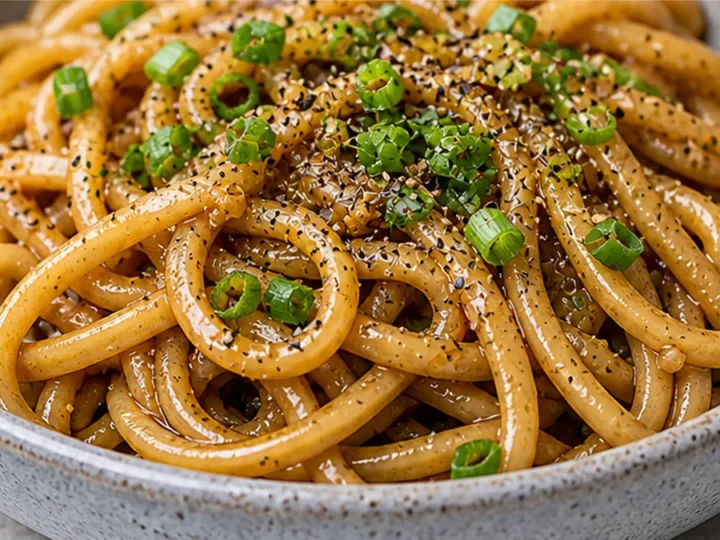 Simple Black Pepper Udon Noodles