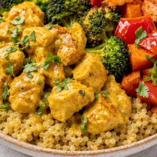 Chicken Curry Quinoa Bowls - Discover this ultimate chicken curry recipe! Easy, flavorful, and healthy quinoa bowls ready in 35 minutes. Perfect for a satisfyin