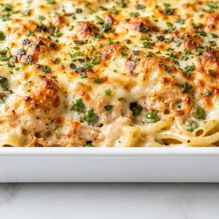 Garlic Parmesan Chicken Lasagna Bake - Discover the ultimate cheesy Chicken Lasagna Bake! Easy to make with tender chicken, peas, and creamy garlic-parmesan sau