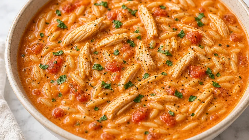 Creamy Tomato Chicken Orzo Soup - Discover the best Creamy Chicken Orzo Soup! Quick, easy recipe ready in 35 mins, packed with flavor and comfort. Perfect for a