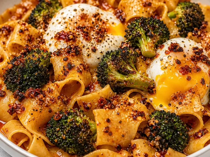 Chili Garlic Pappardelle with Crispy Broccoli & Eggs