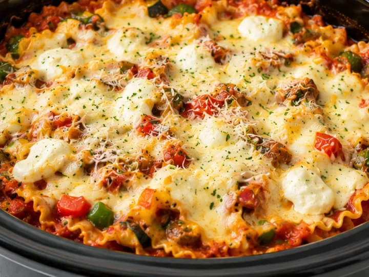 Easy Crockpot Lasagna – SO CHEESY!