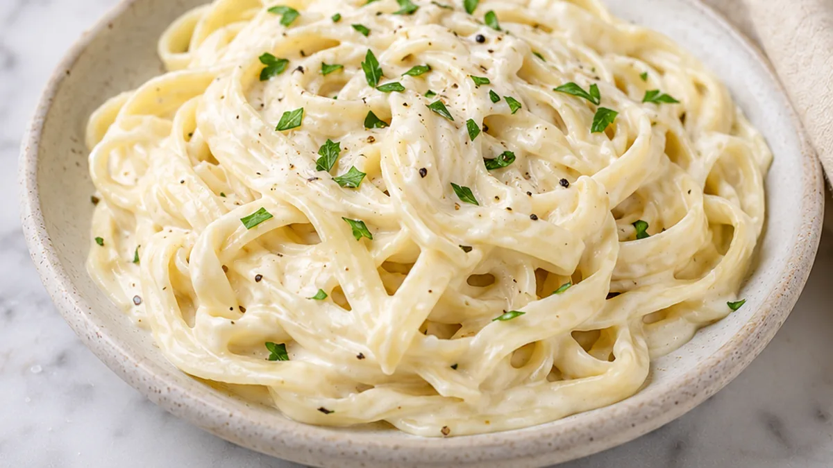 Creamy Fettuccine Alfredo, Healthy Version - Discover the ultimate healthy Fettuccine Alfredo! This creamy, dreamy pasta uses cauliflower for a guilt-free indul