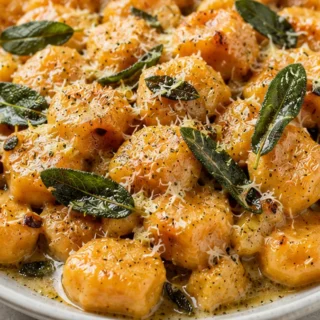 Sweet Potato Gnocchi with Garlic Sage Butter - Discover the best sweet potato gnocchi recipe! Easy to make, perfectly tender, and pan-fried for a crispy finish