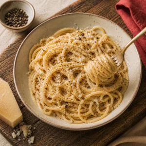 Italian Regional Recipes hero, Roman cacio e pepe spaghetti with pecorino-pepper sauce and cracked peppercorns
