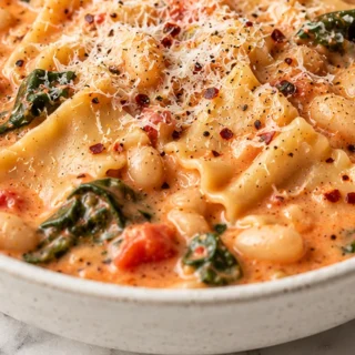 Creamy Garlic White Bean Lasagna Soup - Discover the best Lasagna Soup! Creamy, garlicky, and packed with white beans. Easy to make and incredibly delicious. Yo