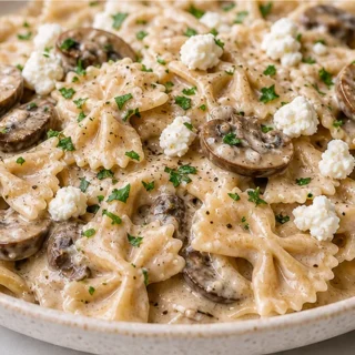 Creamy Mushroom Pasta with Goat Cheese - Discover this ultimate mushroom pasta recipe! Creamy, savory, and easy to make for a perfect date night dinner. Ready i