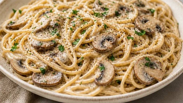 Creamy Garlic Herb Mushroom Spaghetti Recipe