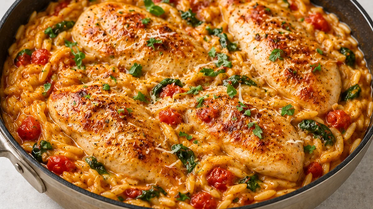 One-Pot Italian Chicken & Orzo: Dinner Magic! - one pot orzo - One pot orzo: Master this easy Italian chicken and orzo pasta recipe in under 45 minutes. Minimal