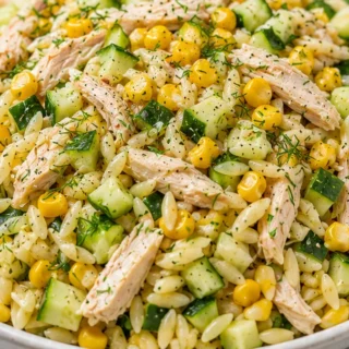 ️ Zippy Orzo Summer Salad Recipe - orzo salad - Orzo salad: Make this zippy summer delight in 25 minutes. Packed with chicken, corn, and fresh dill, it's a refr