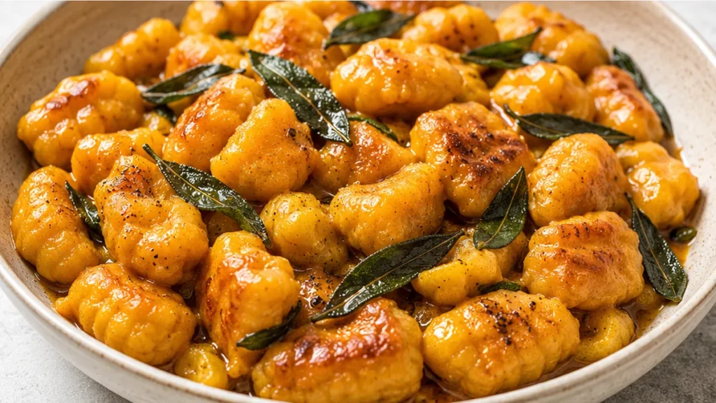 Viral Pumpkin Gnocchi: Your New Fall Obsession! Discover the best Pumpkin Gnocchi recipe! Easy to make with a crispy sage butter sauce. Perfect for a cozy fall