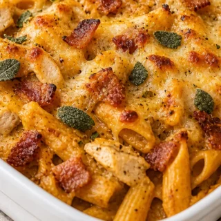 Cozy Chicken Bacon Pumpkin Pasta Bake - Discover the ultimate Chicken Bacon Pumpkin Pasta Bake! Creamy, savory, and comforting. Easy recipe ready in about 60 mi