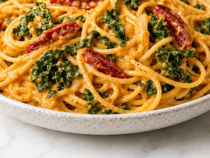Creamy Pumpkin Spaghetti with Kale