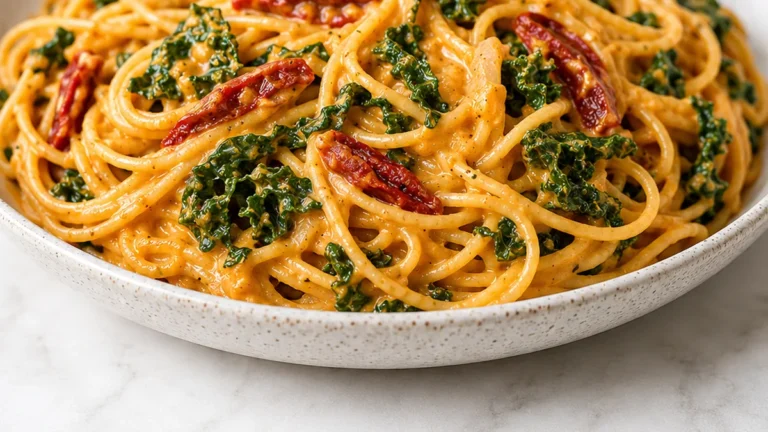 Creamy Pumpkin Spaghetti with Kale