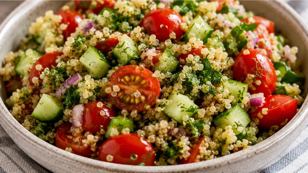 ️ Summer Quinoa Salad Jars: Vibrant & Healthy! Discover our vibrant Quinoa Salad Jars! Layers of fresh ingredients and zesty lemon dill dressing. Perfect for he