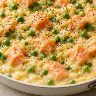 15-Min Creamy Salmon Risoni Dinner - Salmon Risoni: Make this incredibly quick and creamy 15-minute dinner! Perfect for busy weeknights, this dish is pure comfo