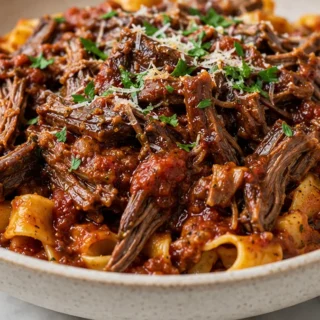 Fall-Apart Short Rib Ragu in 35 Mins - Discover the ultimate short rib ragu! Fall-apart tender short ribs in a rich marinara sauce, made easy in the Instant Pot