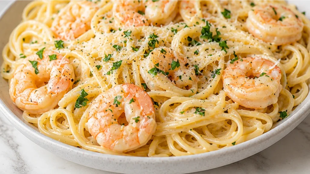 Creamy Garlic Shrimp Linguine - Discover this amazing Shrimp Linguine recipe! Easy one-pot pasta with juicy shrimp, garlic butter sauce, and fresh sage. Ready i