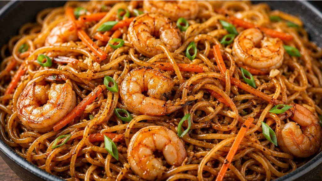 Viral Shrimp Noodles Stir-Fry - Discover quick and delicious shrimp noodles! This stir-fry recipe is perfect for a fast weeknight meal, packed with flavor and f