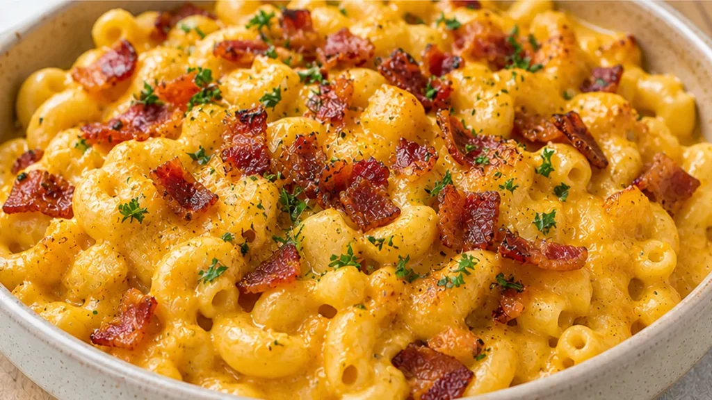 Creamy Butternut Squash Mac n' Cheese with Bacon - Discover ultimate comfort with this Squash Mac n' Cheese recipe! Featuring bacon, caramelized onions, and app