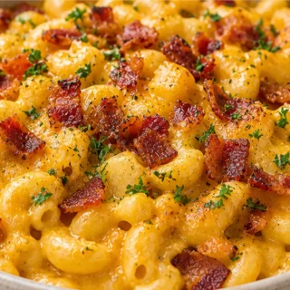 Creamy Butternut Squash Mac n' Cheese with Bacon - Discover ultimate comfort with this Squash Mac n' Cheese recipe! Featuring bacon, caramelized onions, and app