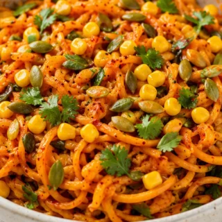 Spicy Sweet Potato Noodles: Flavor Bomb! Discover this vibrant Chipotle Sweet Potato Noodle Salad! Easy to make, packed with flavor, and perfect for a healthy m