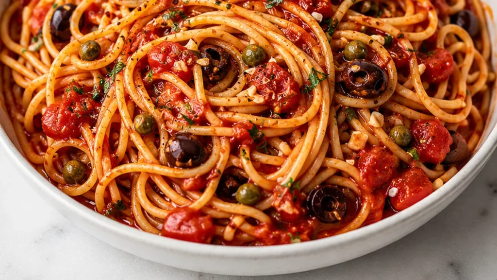 Rich Tomato Puttanesca: Your New Fave Pasta! Discover this ultimate Roasted Tomato Puttanesca! Easy to make, bursting with flavor from roasted tomatoes, olives,