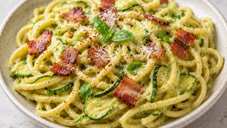 Creamy Avocado Zucchini Carbonara