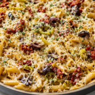 One Pan Cheesy Basil Pasta: Ultimate Comfort! - baked cheesy pasta - Baked cheesy pasta: master this easy one-pan recipe with sun-dried tomatoes and herbs. Perf