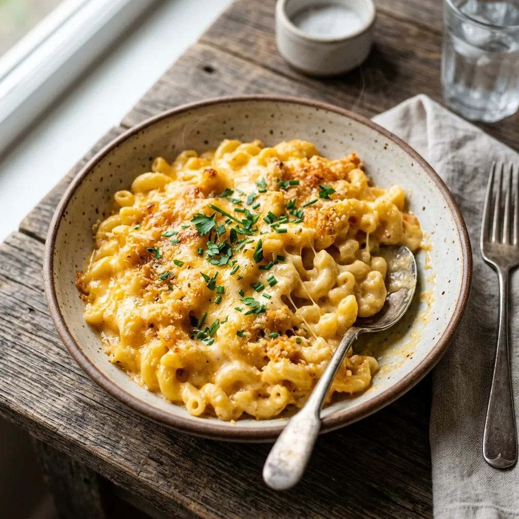Creamy, Cheesy Southern Mac & Cheese served and ready to eat