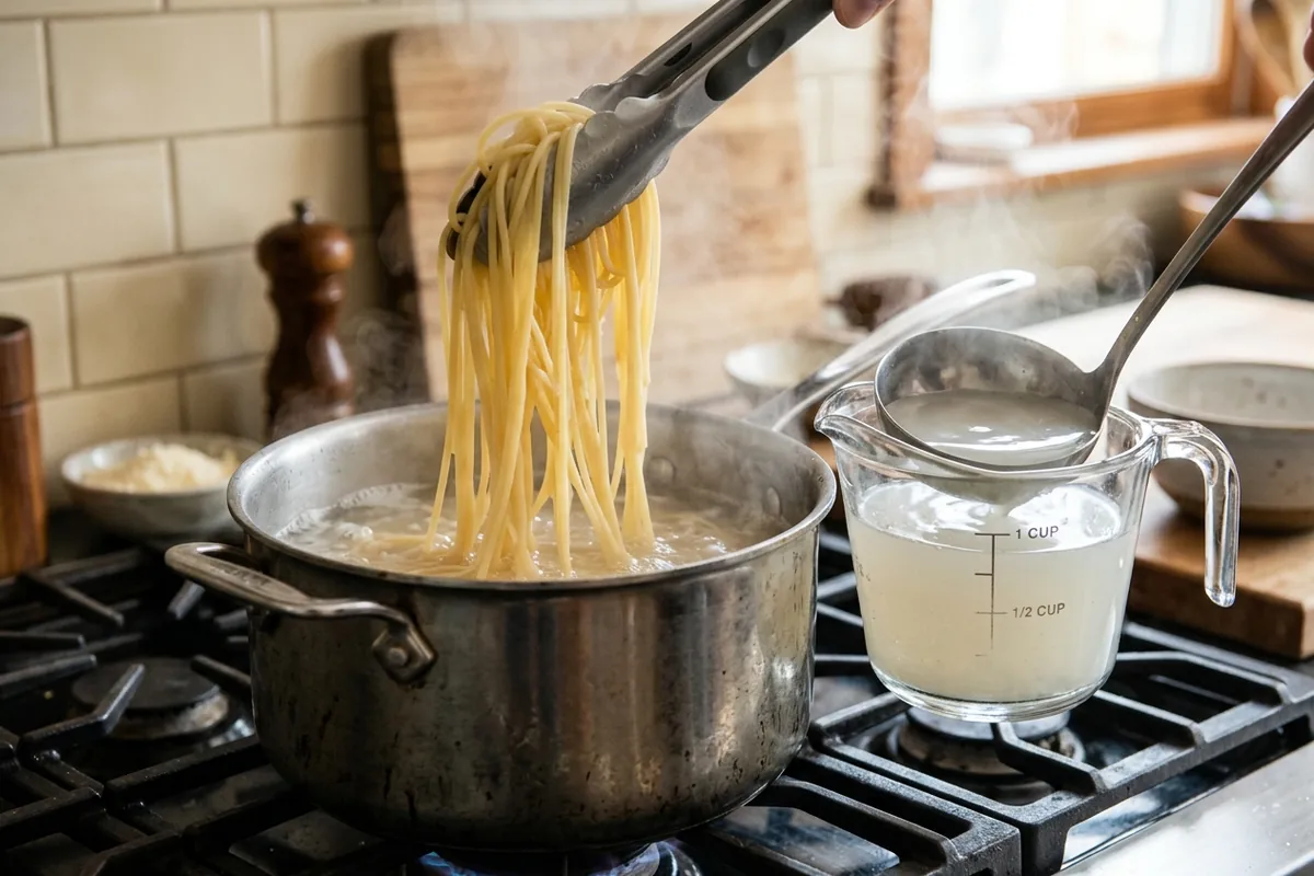Boiling pasta — The reserved pasta water trick