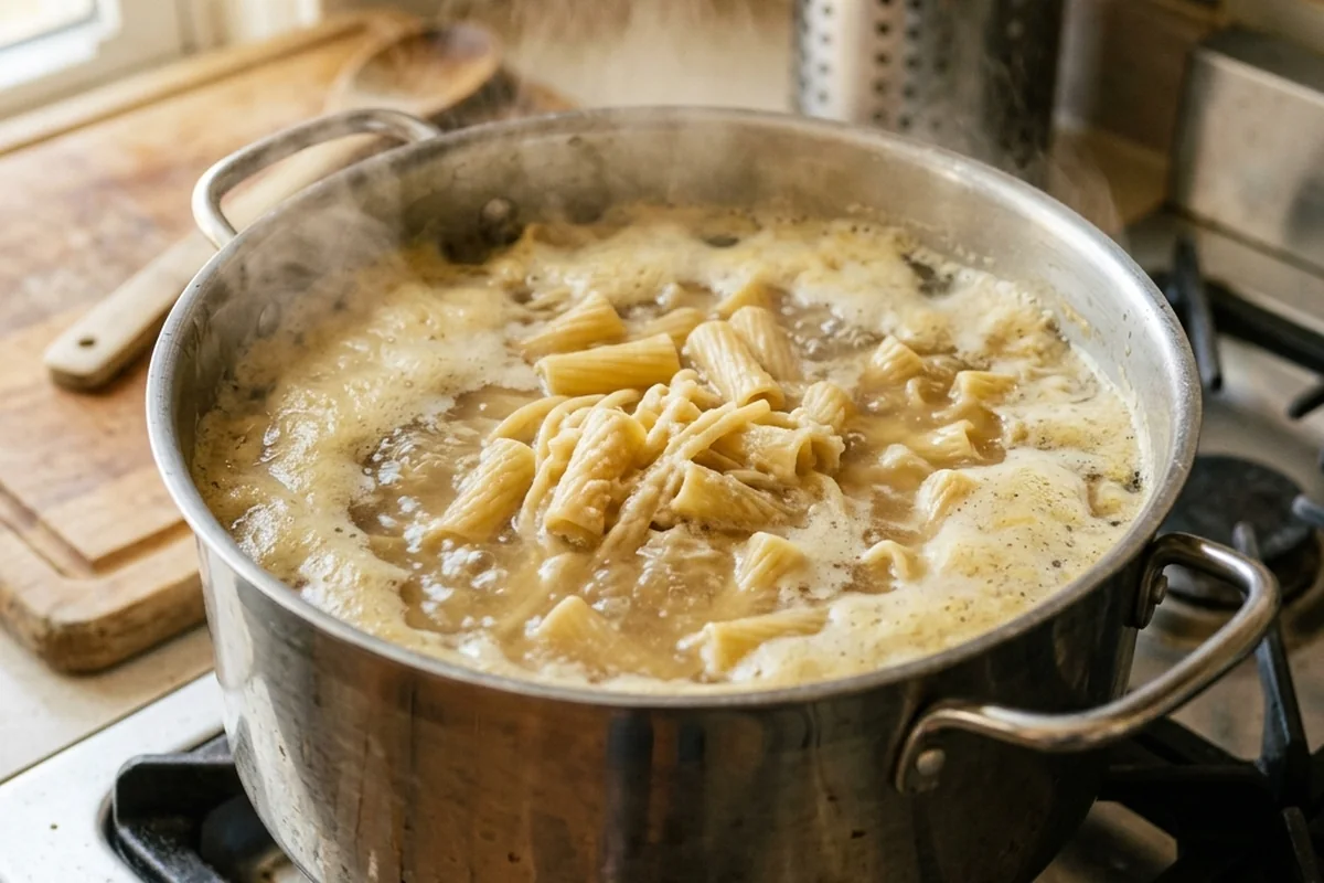 boiling pasta in chicken broth step by step
