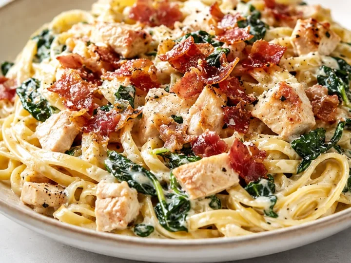 Creamy Florentine Pasta with Crispy Prosciutto