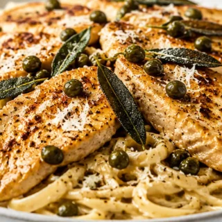 Juicy Lemon Sage Chicken Piccata Pasta: Pure Magic! Chicken piccata: master this classic dish with a creamy mushroom pasta. Juicy chicken in a lemon-sage butter