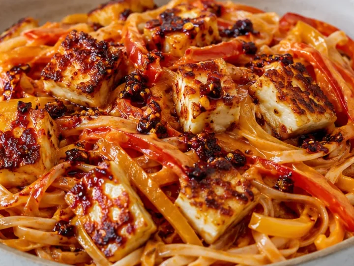 Crispy Halloumi Chili Crisp Noodles