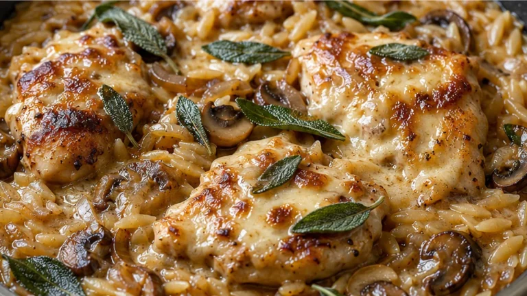 Cheesy French Onion Chicken & Orzo