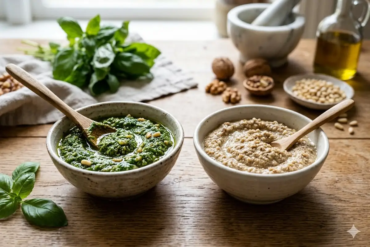 Homemade pasta sauces — Pesto and Raw Nut Sauces