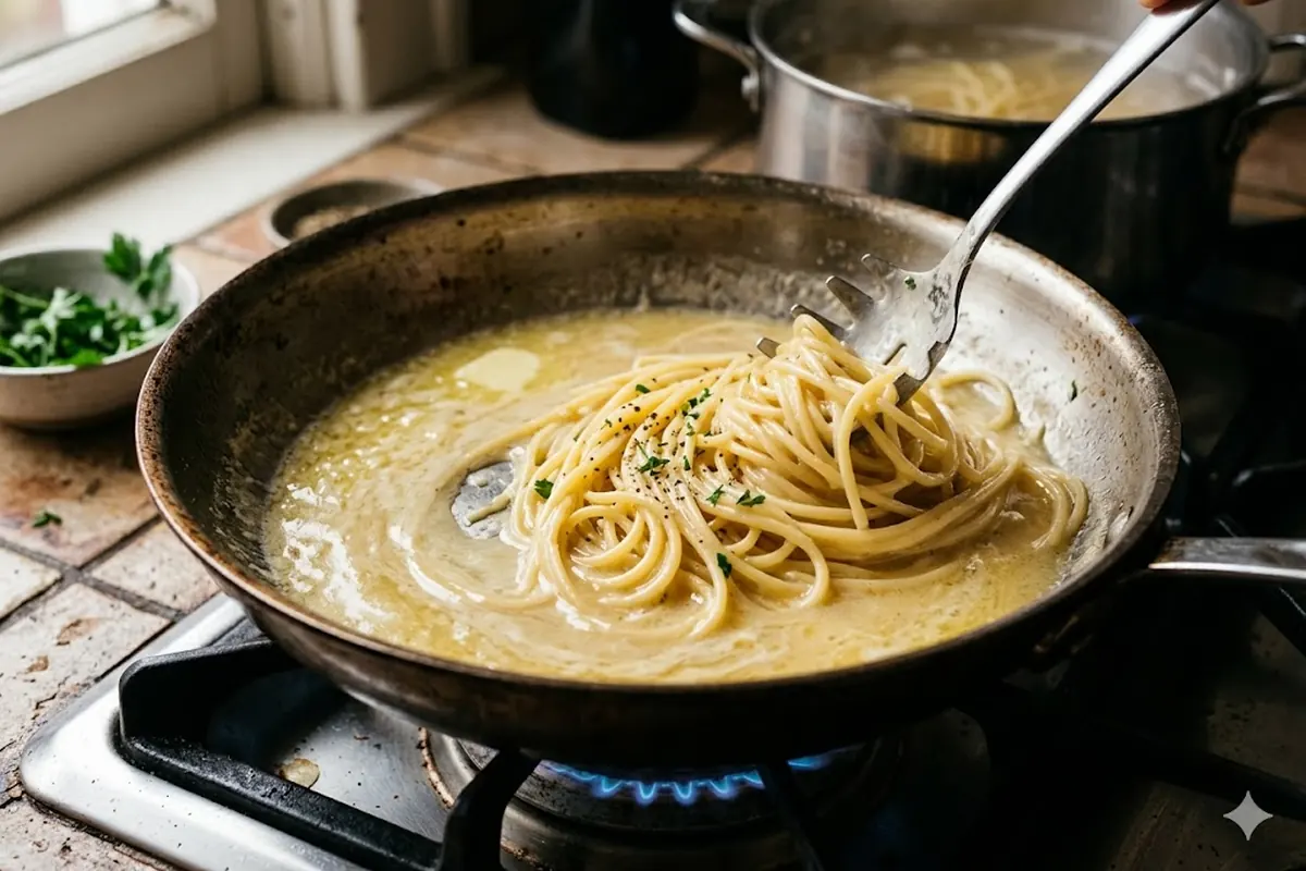Making a butter sauce for pasta — Method One: The Emulsified Butter Sauce