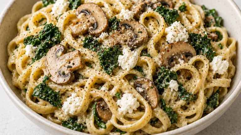 Creamy Garlic Butter Mushroom Fettuccine
