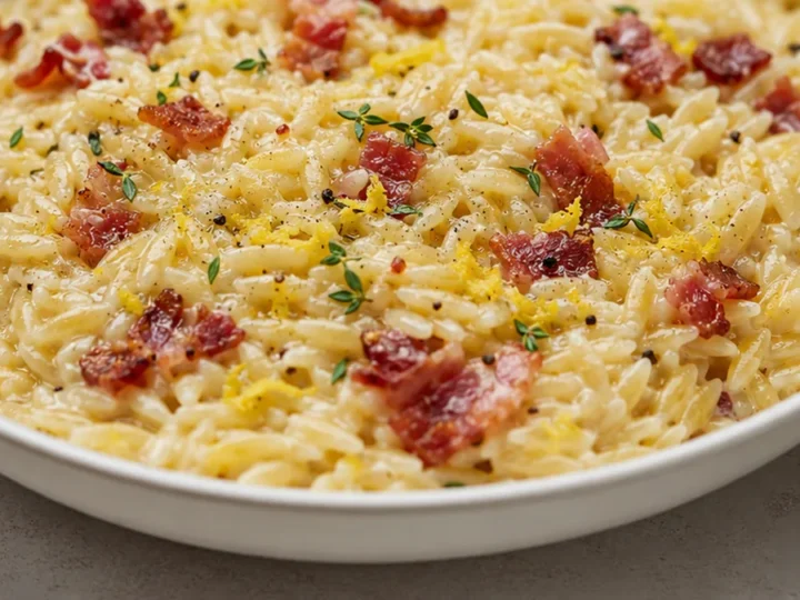 Creamy Lemon Orzo Carbonara