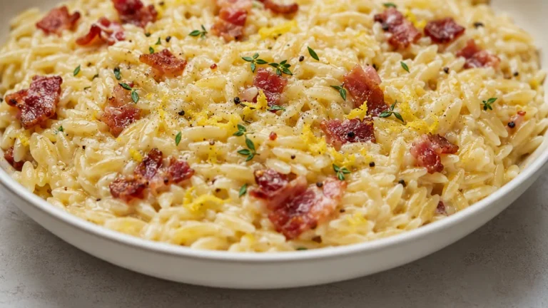 Creamy Lemon Orzo Carbonara