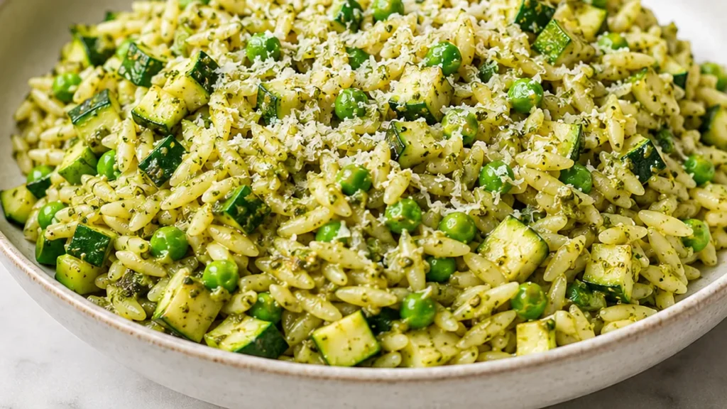 Zucchini Pesto Orzo: 15-Minute Summer Dream! ️ - Pesto orzo: Make this quick and delicious recipe in under 15 minutes! Easy, flavorful, and perfect for a speedy