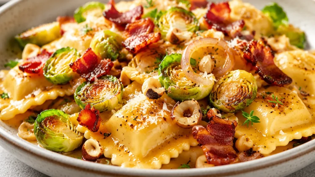 Ravioli Bliss! Brown Butter & Bacon Dream! - ravioli bacon - Ravioli bacon: master this amazing brown butter and Brussels sprout dish. Perfect for a cozy, satis