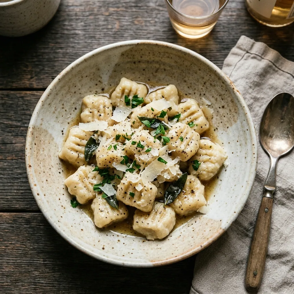 ️ Pillowy Ricotta Gnocchi served and ready to eat