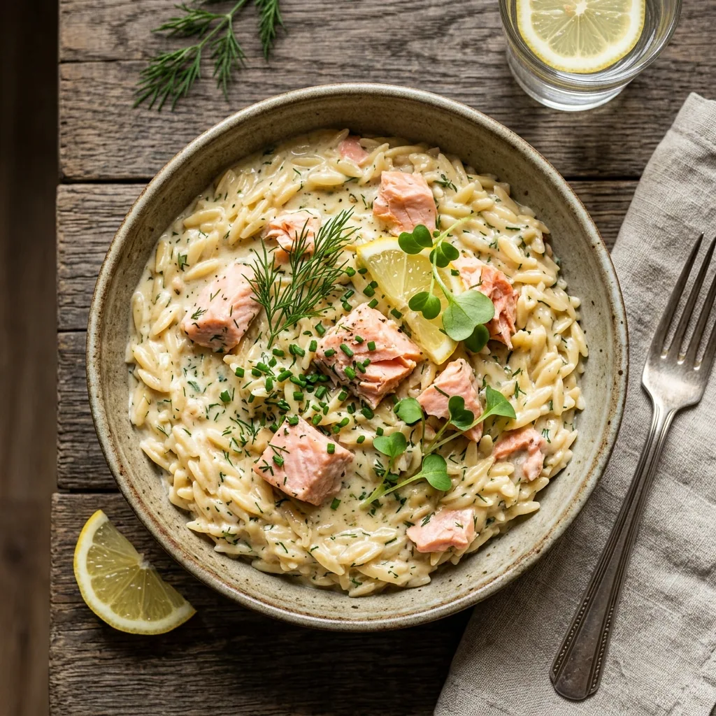 15-Min Creamy Salmon Risoni <a href=