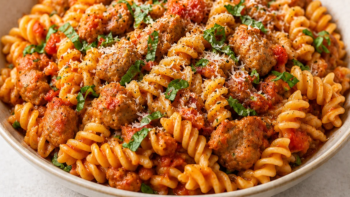 Irresistible Sausage Pasta - Sausage pasta: whip up this quick and delicious dish in under 30 minutes for a family favorite! Bursting with flavor and easy to ma