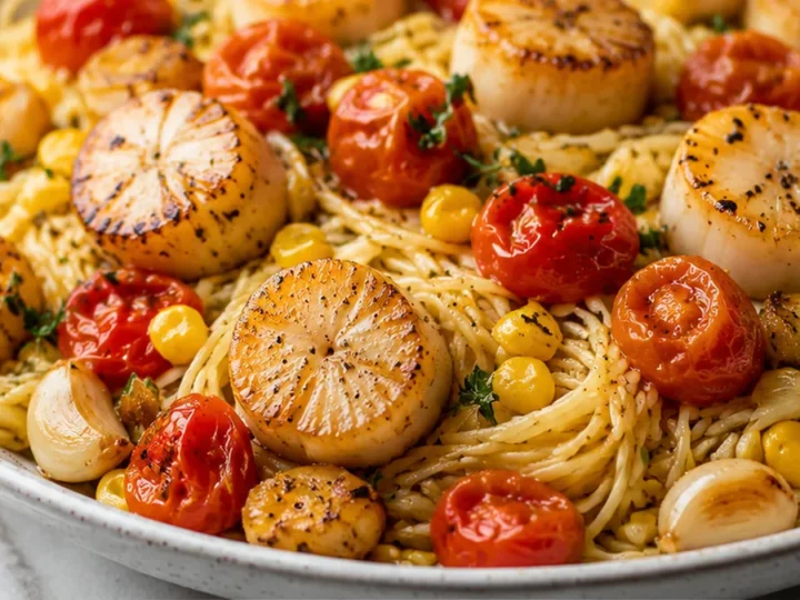 Seared Scallops & Burst Tomato Pasta