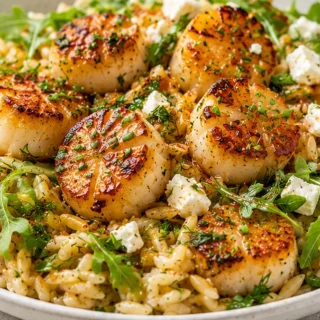 20-Minute Honey Garlic Scallops - scallops orzo - Scallops orzo: make this amazing honey garlic butter scallop and orzo dish in just 20 minutes. Perfect for a q